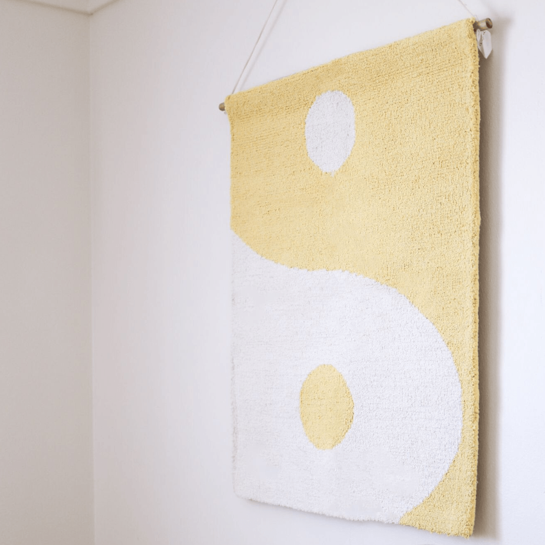 Yin Yang Wall Hanging - Lemon and White (New Size) - Cowrie &amp; Conch